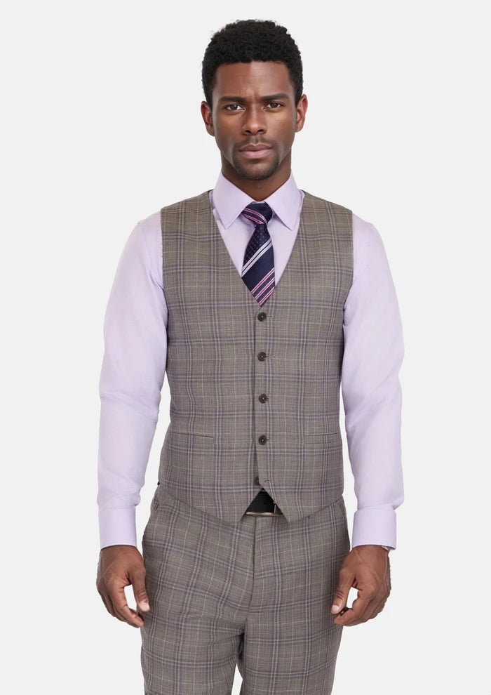 Nickel Grey Checked Vest - SARTORO