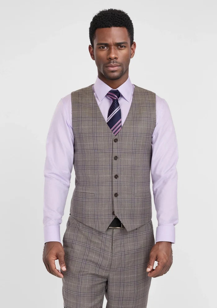 Nickel Grey Checked Vest - SARTORO