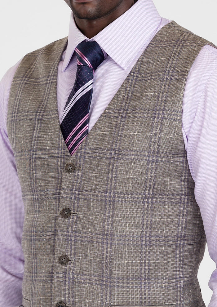 Nickel Grey Checked Vest - SARTORO