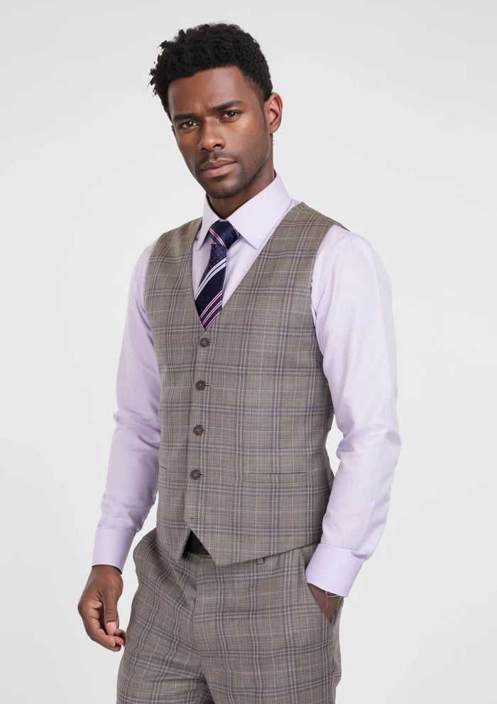 Nickel Grey Checked Vest - SARTORO