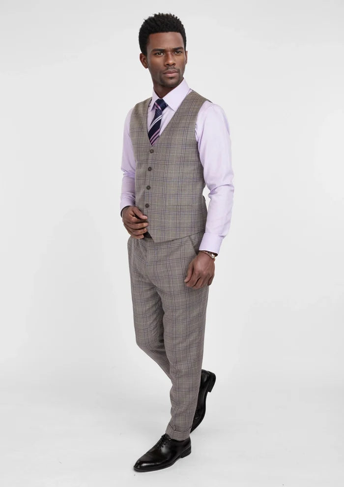 Nickel Grey Checked Vest - SARTORO