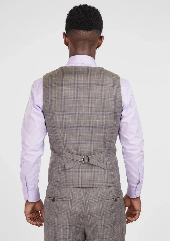Nickel Grey Checked Vest - SARTORO