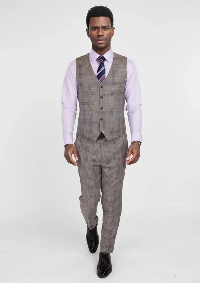 Nickel Grey Checked Vest - SARTORO