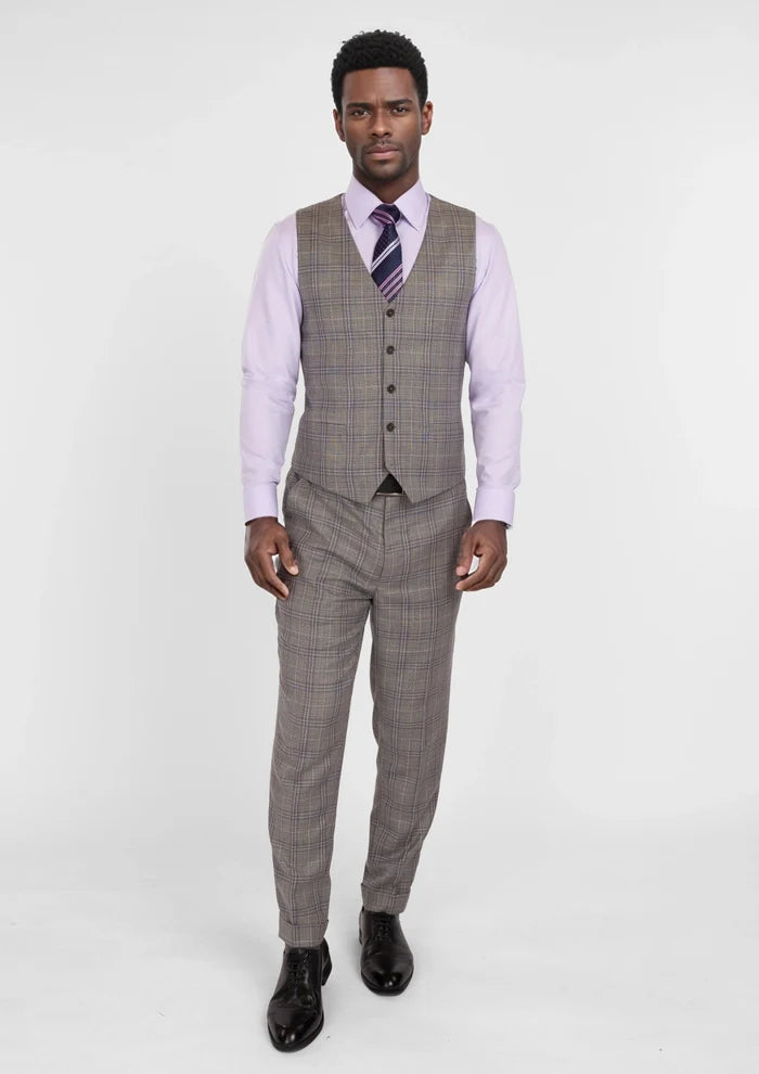 Nickel Grey Checked Vest - SARTORO