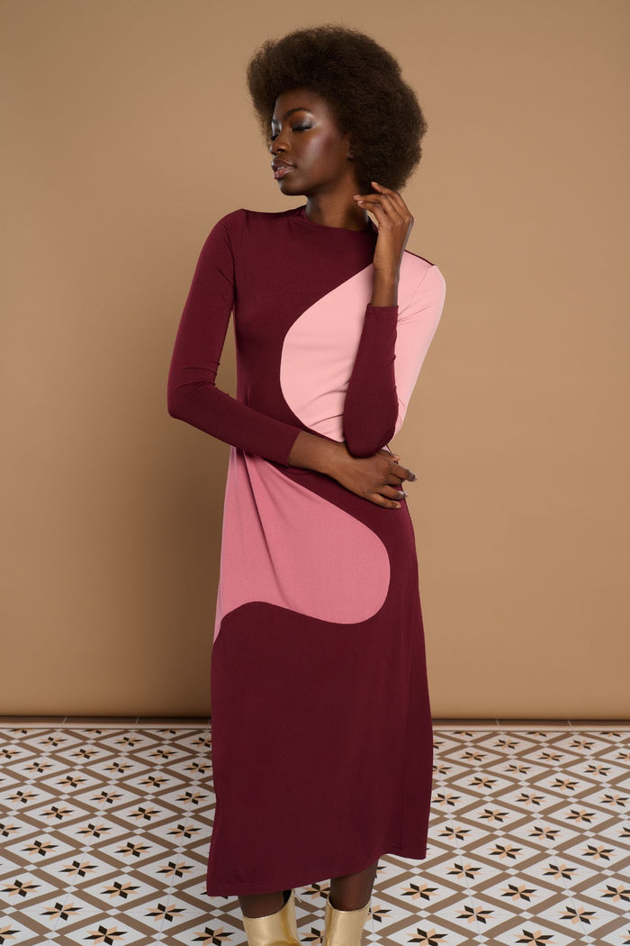 Ninetta Dress (Burgundy/Pink)