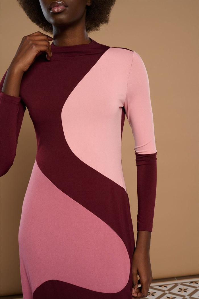 Ninetta Dress (Burgundy/Pink)