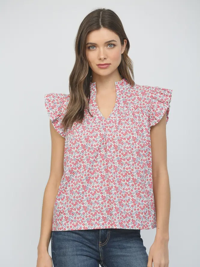 Nothing But Yes Floral Ivory Top