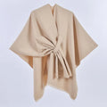Oblique Solid Cape Shawl in Khaki