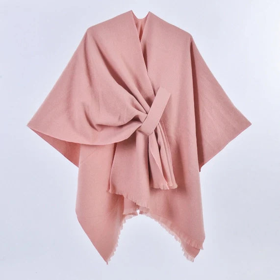 Oblique Solid Cape Shawl in Pink