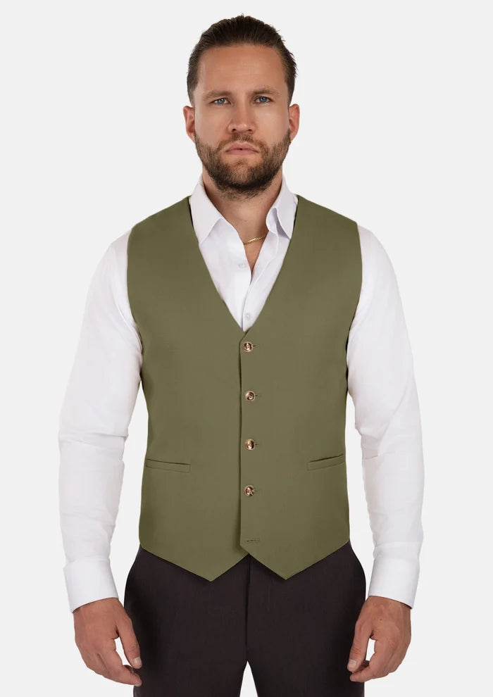 Olive Cotton Vest - SARTORO