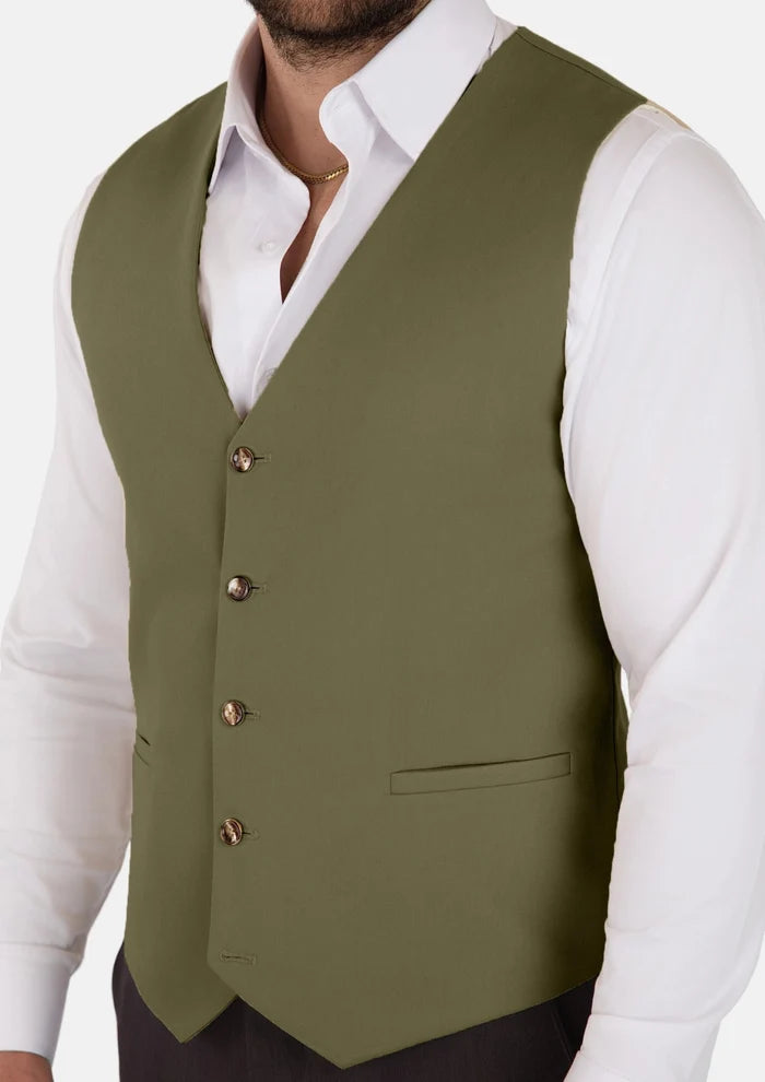 Olive Cotton Vest - SARTORO