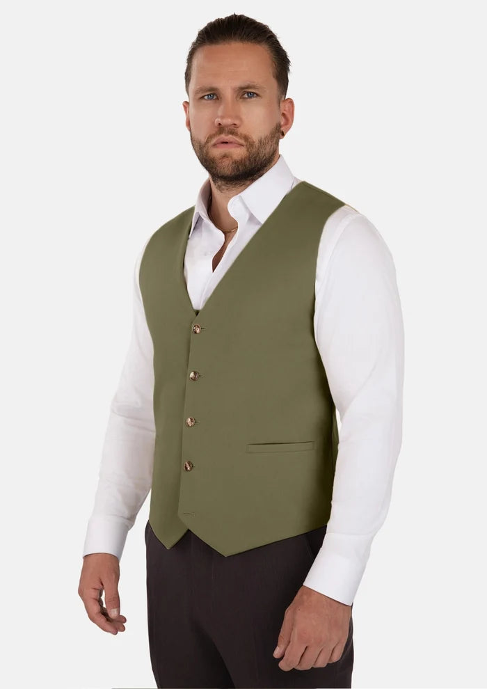 Olive Cotton Vest - SARTORO