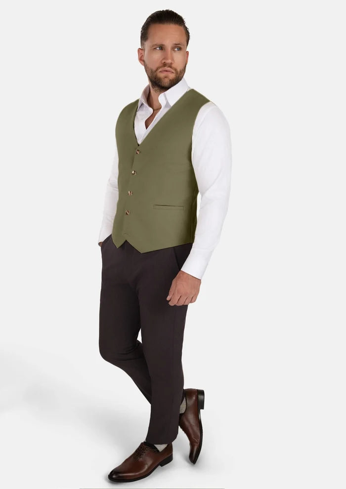 Olive Cotton Vest - SARTORO