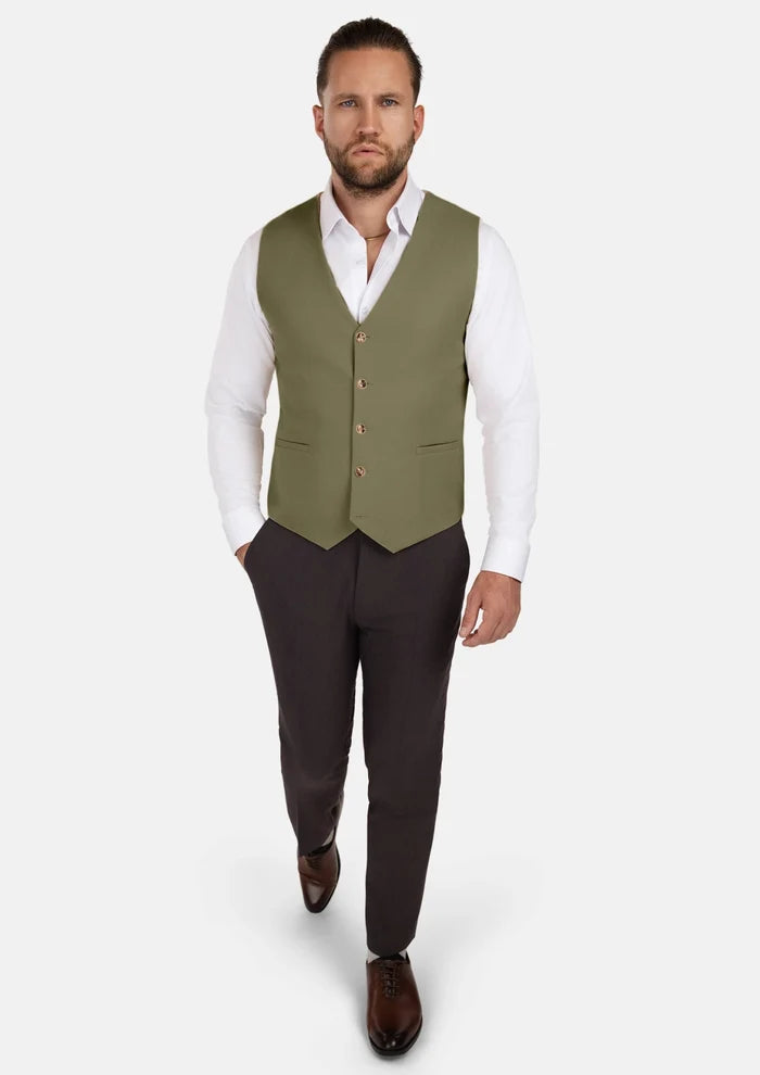 Olive Cotton Vest - SARTORO