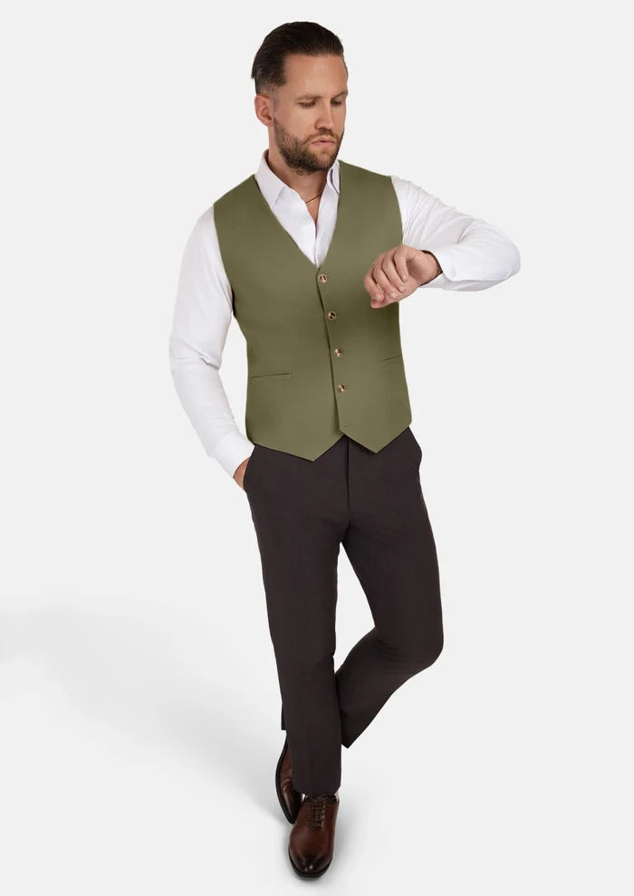 Olive Cotton Vest - SARTORO