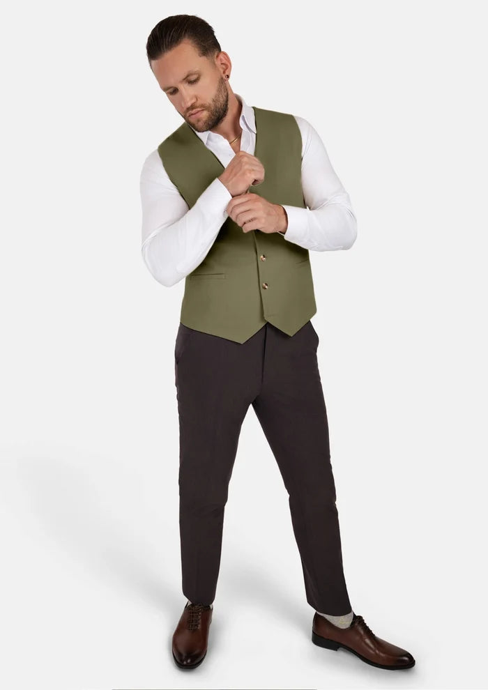 Olive Cotton Vest - SARTORO