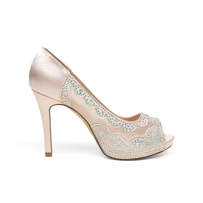 Open Toe Rhinestone Pump Heel Sandals