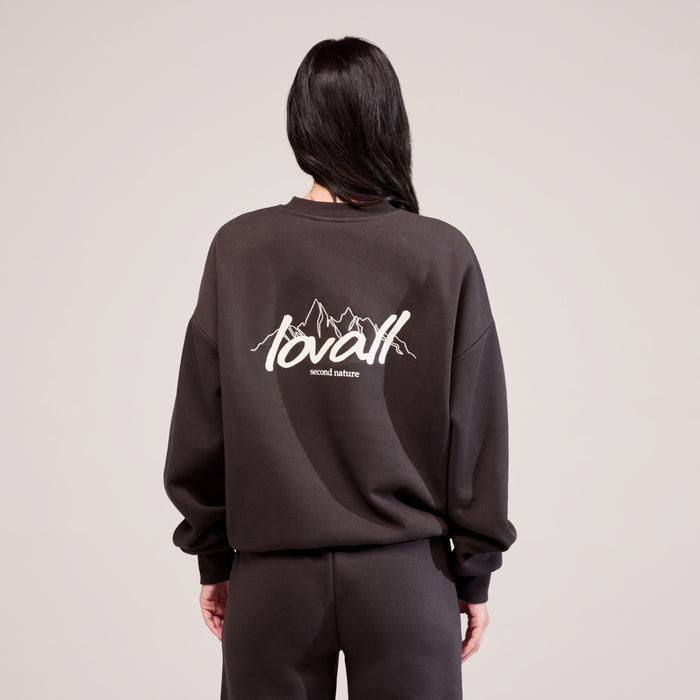 Organic Oversized Sweatshirt Landscape - Black Coffee