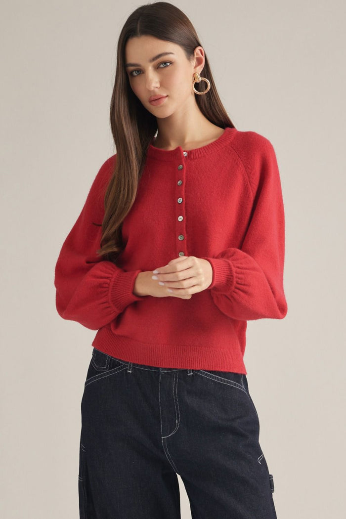 Over The Moon Red Knit Top