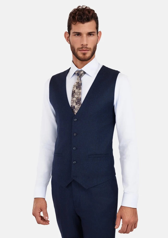 Oxford Blue Flannel Vest - SARTORO