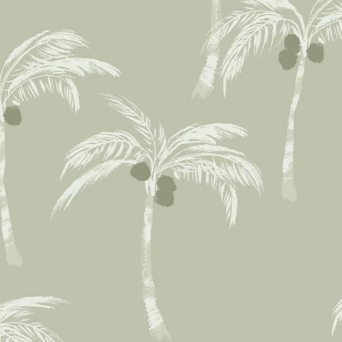 Palm Trees & Coconuts Green - Family Fabrics B.V.