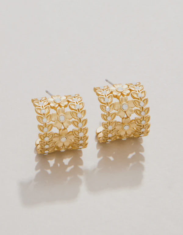 Parkwood Midi Hoop Earrings 16mm White Opal