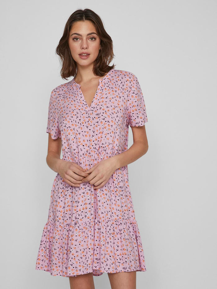 PAYA V NECK DRESS (PASTEL LAVENDER)