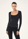 P.E Foundation Scoop Neck LS Top (Black)