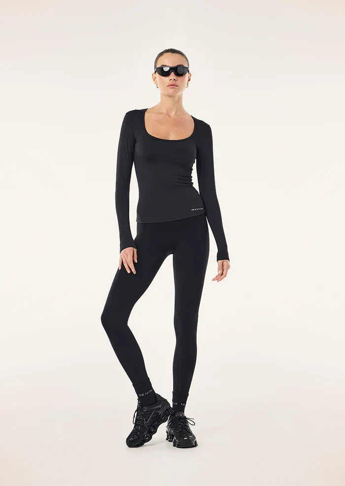 P.E Foundation Scoop Neck LS Top (Black)