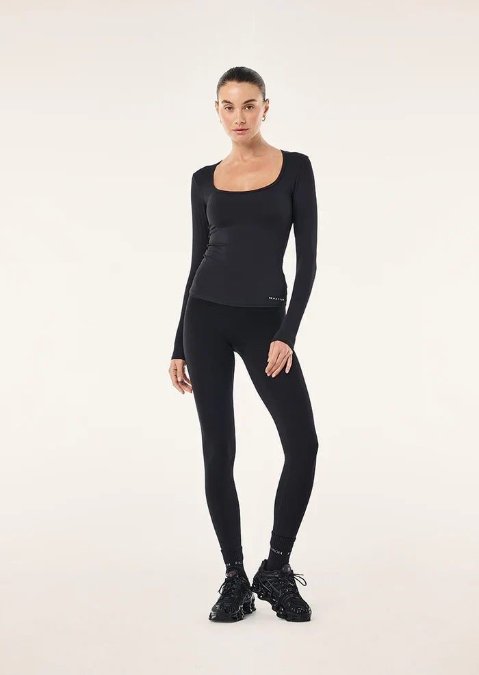 P.E Foundation Scoop Neck LS Top (Black)