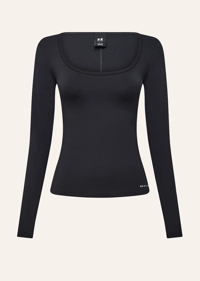 P.E Foundation Scoop Neck LS Top (Black)