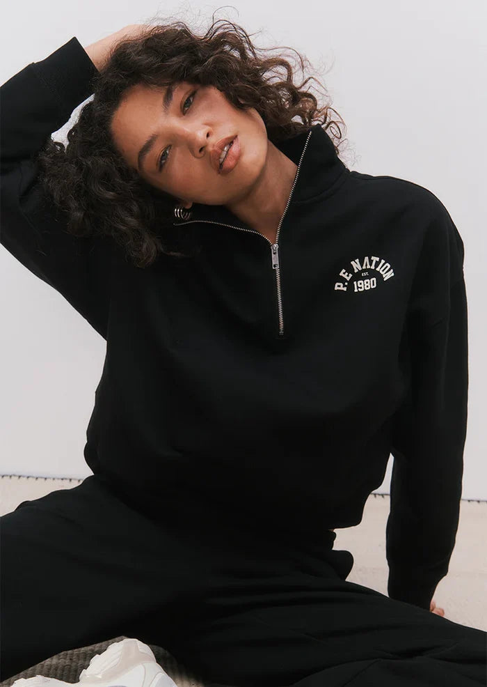 P.E Nation Established Oversize Zip Sweat (Black)