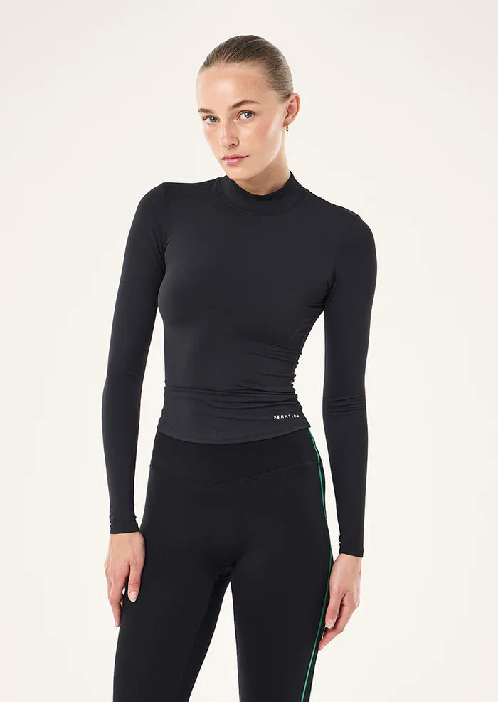 P.E Nation Foundation Mock Neck LS (Black)