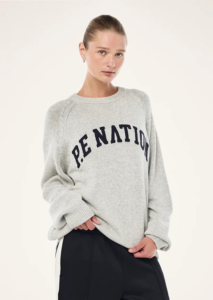 P.E NATION Legacy Knit Crew (Snow Marle/Caviar)