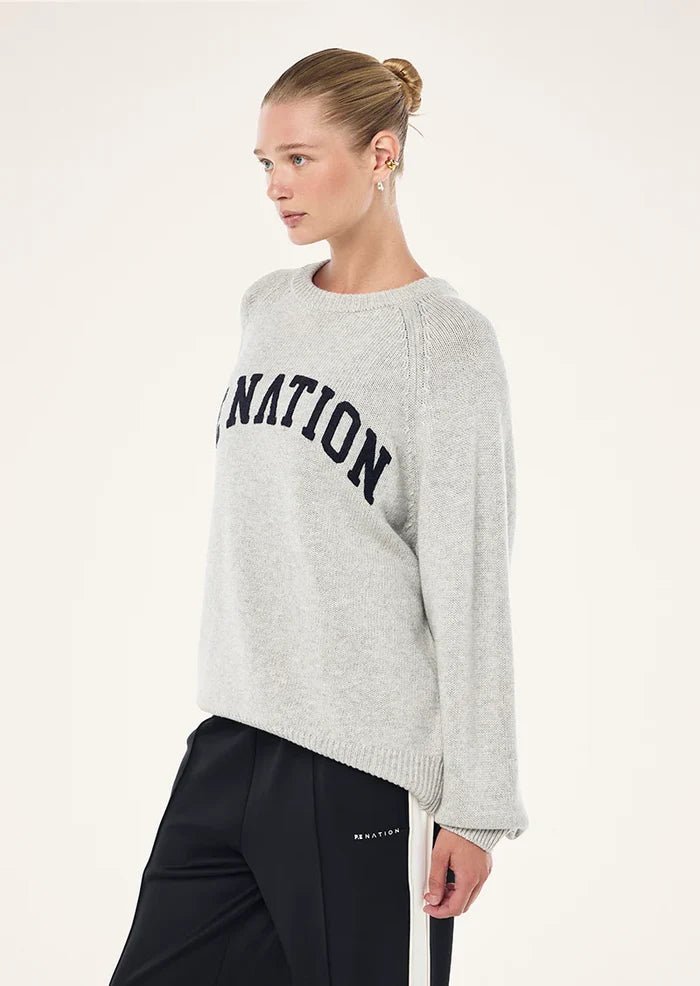 P.E NATION Legacy Knit Crew (Snow Marle/Caviar)