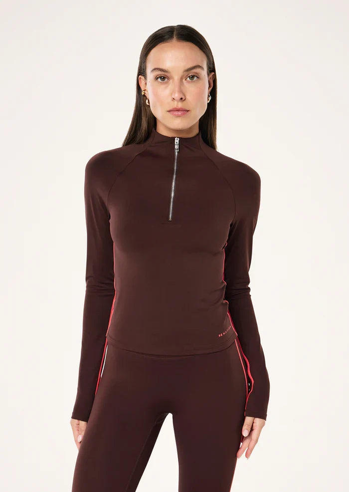 P.E Nation Routine Quarter Zip LS (Mahogany/Diva Pink)