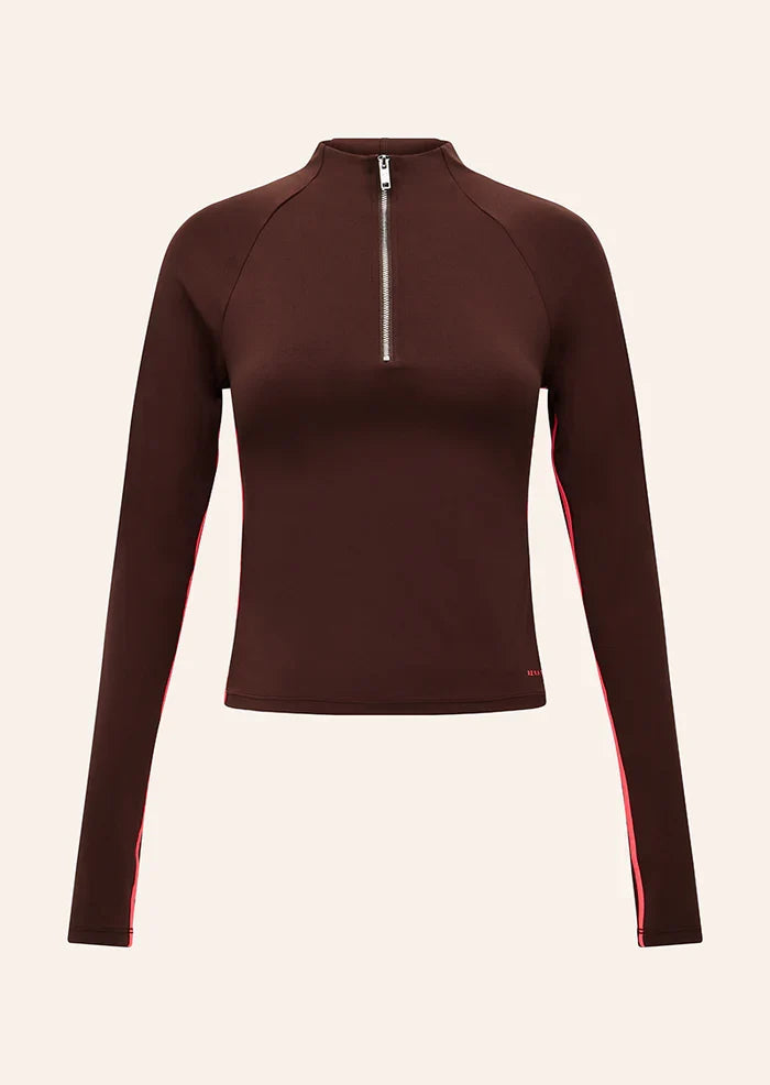 P.E Nation Routine Quarter Zip LS (Mahogany/Diva Pink)