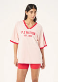 P.E Nation Spinout Baseball Tee (Soft Pink)
