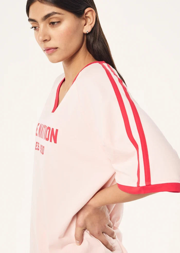 P.E Nation Spinout Baseball Tee (Soft Pink)