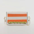 Petite Orange Stripe Clear Stadium Bag with Gold Bamboo Stick