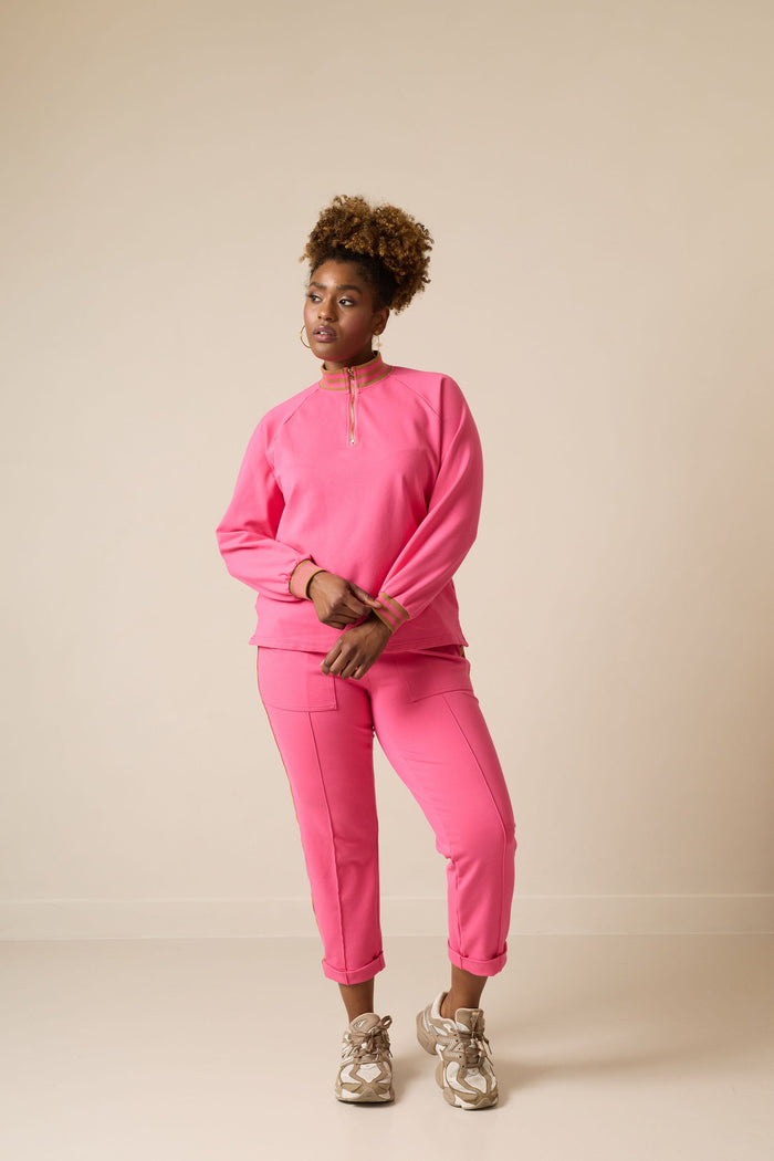 Philia Zip Neck Sweater (Pink)