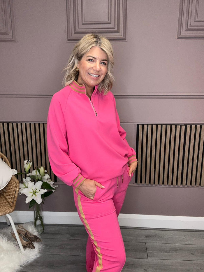 Philia Zip Neck Sweater (Pink)