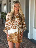 Picked For You Brown Printed Top