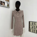 Pinkish-Purple Polo Collar Dress