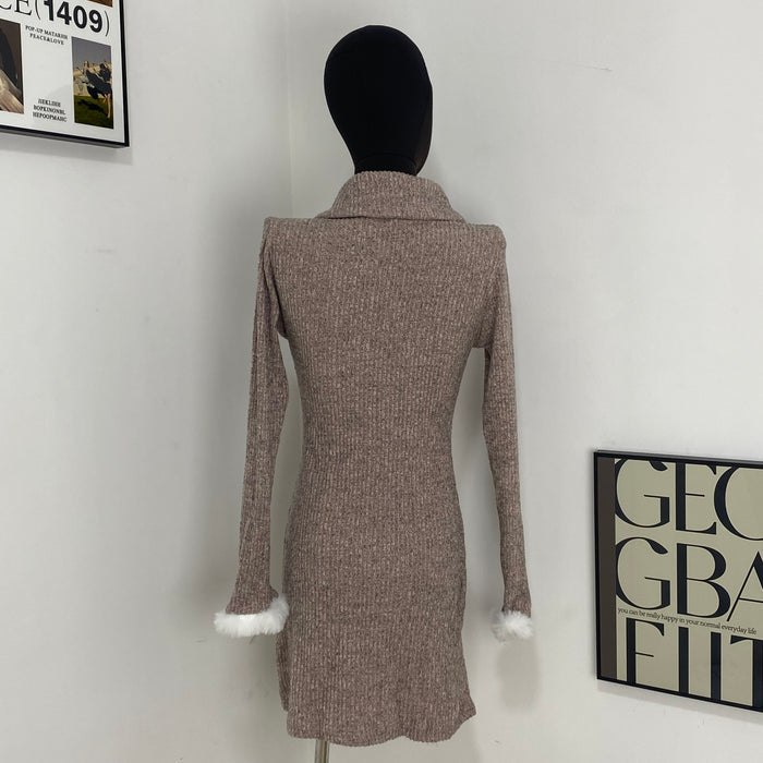Pinkish-Purple Polo Collar Dress