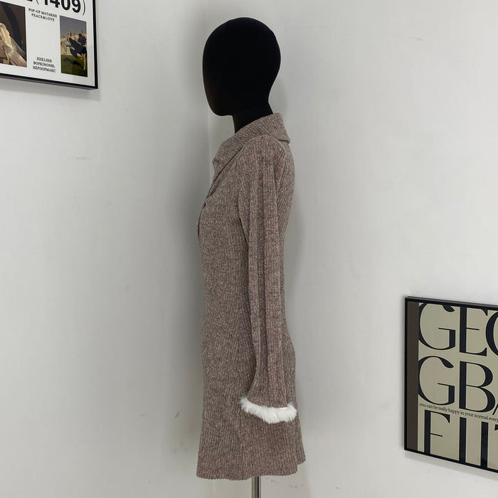 Pinkish-Purple Polo Collar Dress