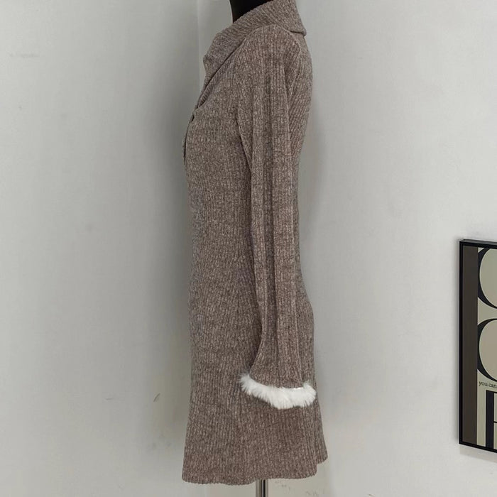 Pinkish-Purple Polo Collar Dress