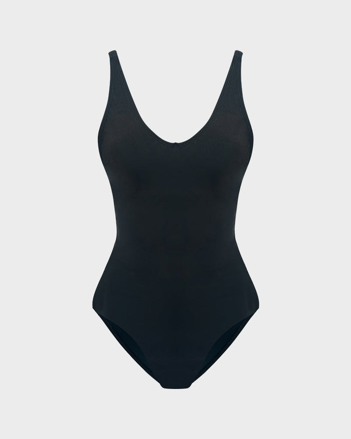 Plunge Lace-Up Corset Sculpting Swimsuit