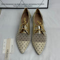 Pointed-toe net fabric lace-up shoes