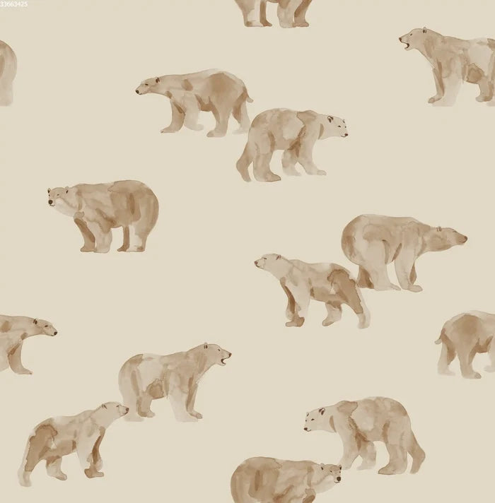 Polar Bear Taupe plush fabric by Family Fabrics B.V. displayed in a close-up image showcasing its soft, textured surface.